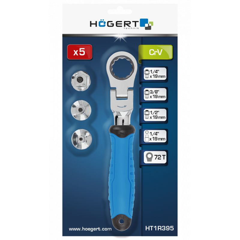 HOEGERT Тріскачка з  шарніром і адаптерами 5 шт. (HT1R395)