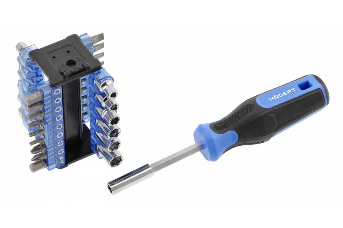 HOEGERT Викрутка з бітами та головками 34 шт (HT1S100)