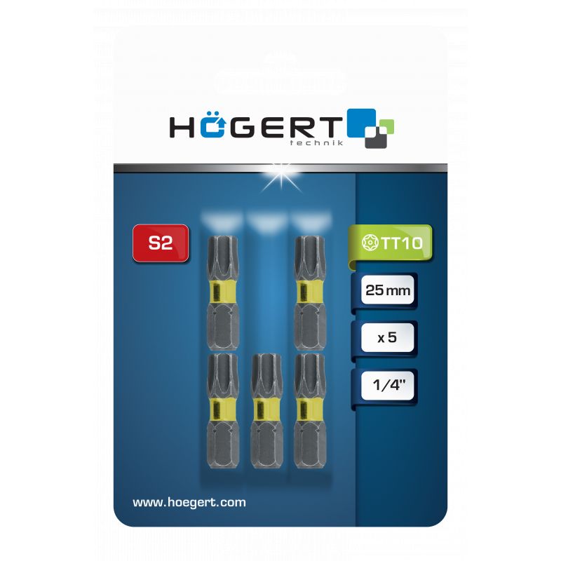 HOEGERT Набір біт ударних Torx T20 25мм 5 шт (HT1S137)