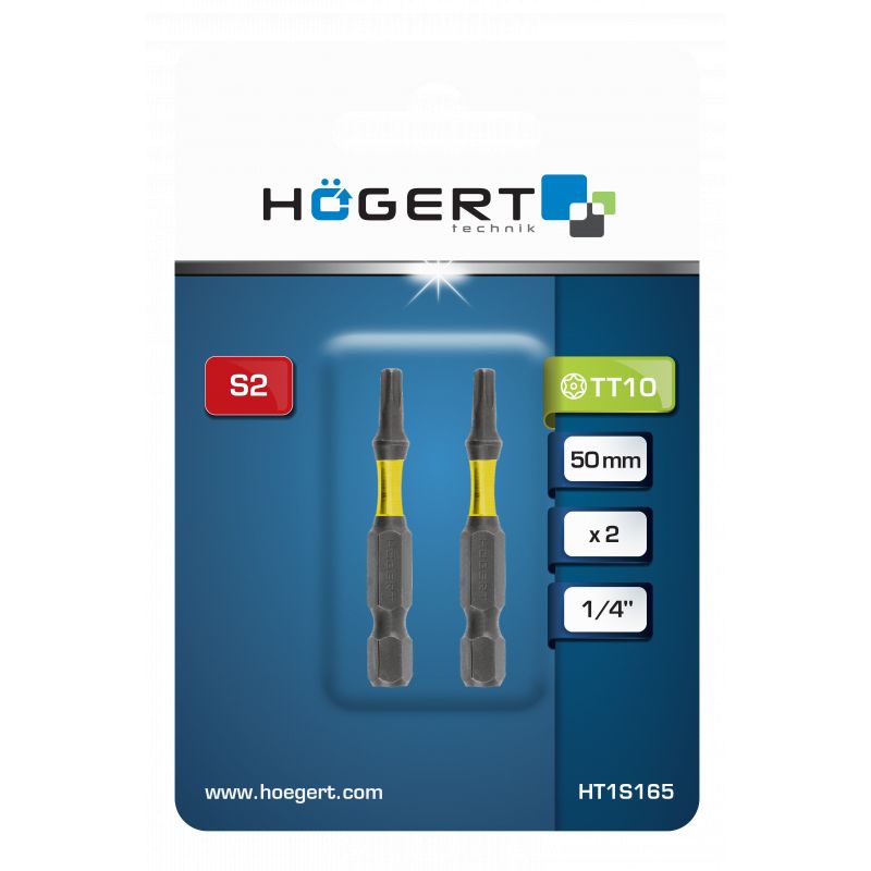 HOEGERT Набір біт ударних Т30 50 мм 2 шт (HT1S170)