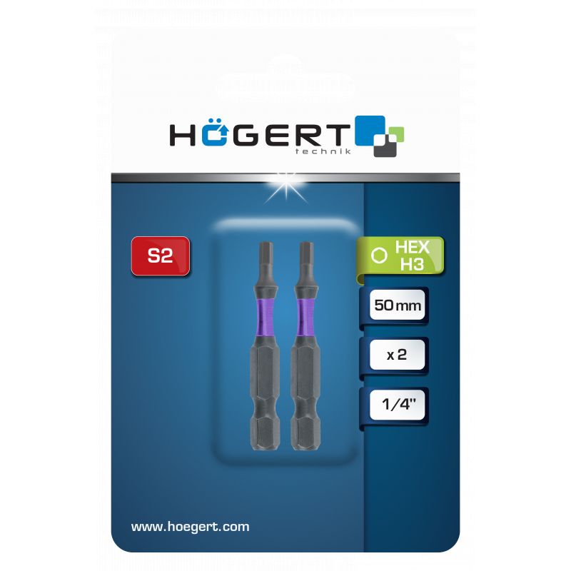 HOEGERT Набір біт ударних H6 50 мм 2 шт (HT1S178)