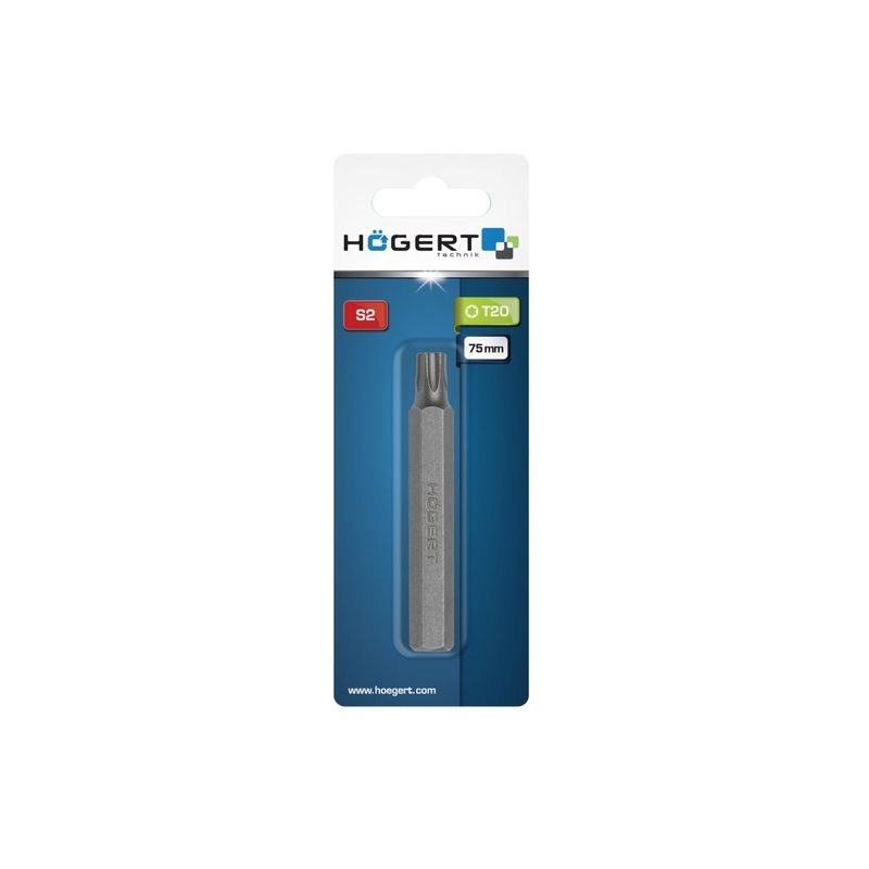 HOEGERT Біта Torx Т20 x 75 мм, M10, сталь S2 (HT1S846)