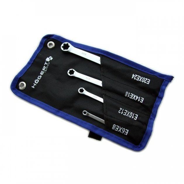 HOEGERT Набір накидних ключів torx E6 - E24, 4 шт. (HT1W590)