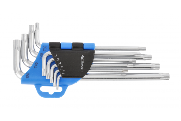 HOEGERT Набір ключів TORX CrV, 9 шт довгих (HT1W809)