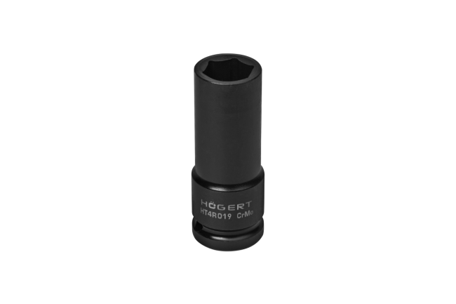 HOEGERT Головка торцева ударна шестигранна 1/2", 19 мм, глибока, CrMo (HT4R019)