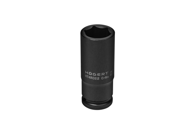 HOEGERT Головка торцева ударна шестигранна 1/2", 22 мм, глибока, CrMo (HT4R022)