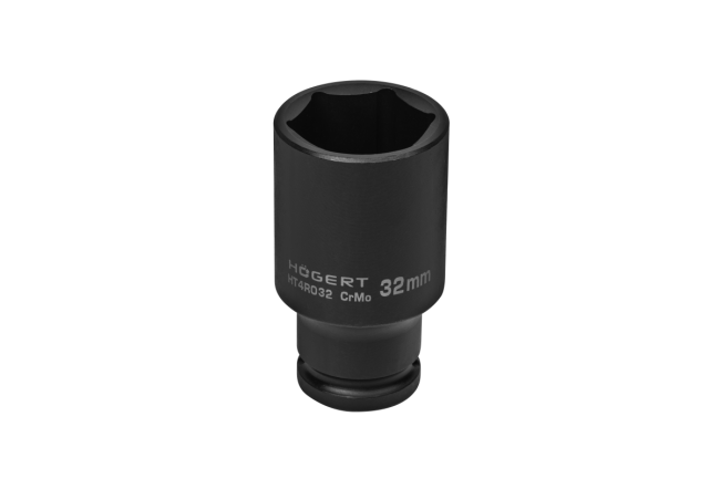 HOEGERT Головка торцева ударна шестигранна 1/2", 32 мм, глибока, CrMo (HT4R032)