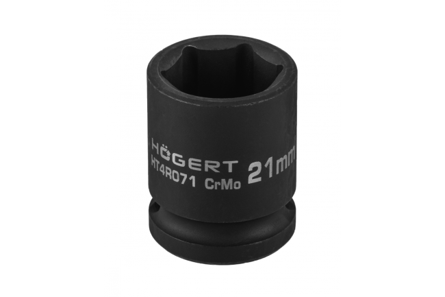 HOEGERT Головка торцева ударна шестигранна 1/2", 21 мм, CrMo (HT4R071)