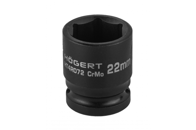 HOEGERT Головка торцева ударна шестигранна 1/2", 22 мм, CrMo (HT4R072)