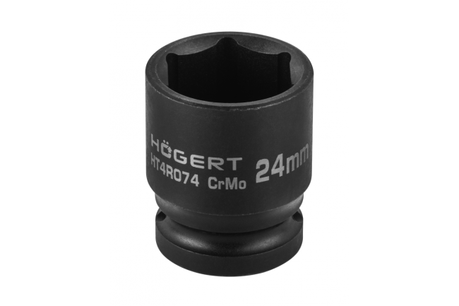 HOEGERT Головка торцева ударна шестигранна 1/2", 24 мм, CrMo (HT4R074)