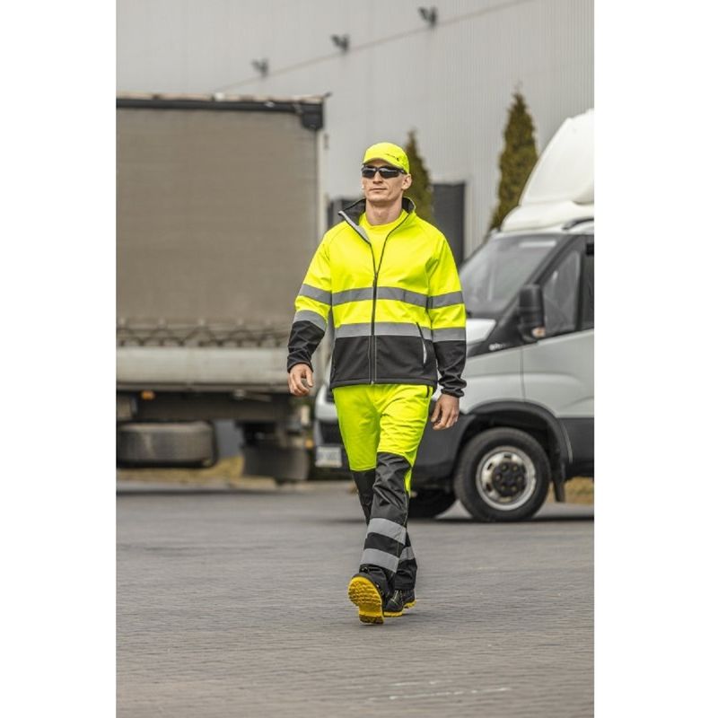 HOEGERT EXTER Куртка сигнальна SOFTSHELL жовта 2XL (56) (HT5K335-2XL)