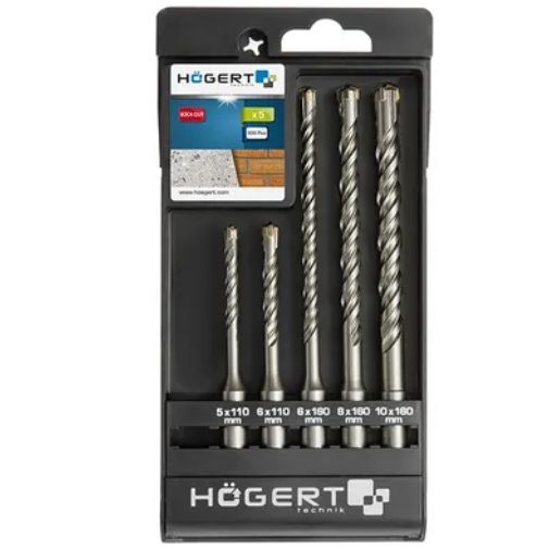HOEGERT Набір свердел по бетону SDS + 5 шт 3х6, 8, 10 мм (HT6D370)