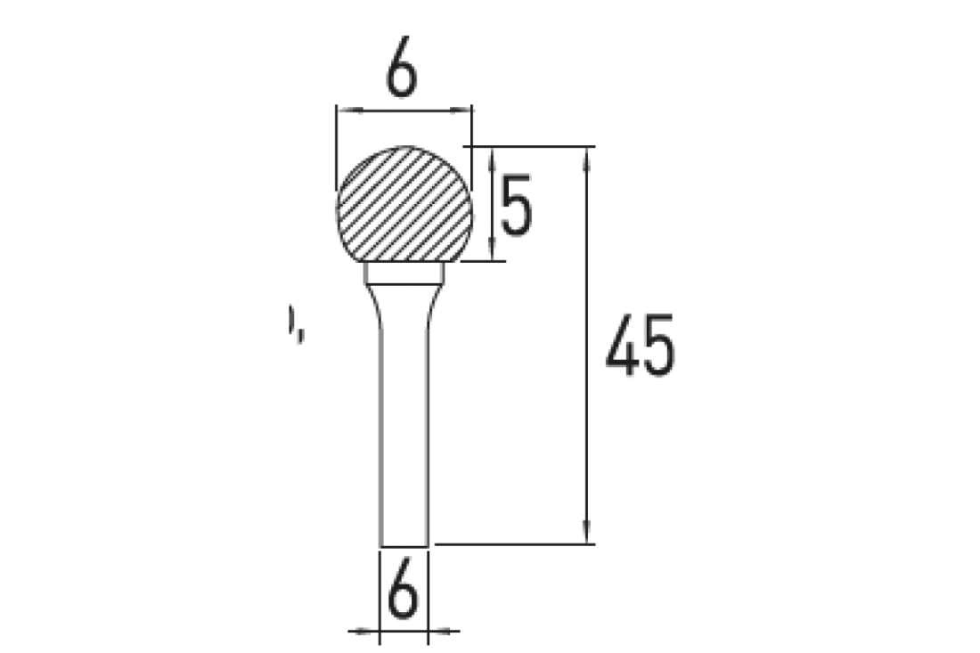 HOEGERT Борфреза з кулястим наконечником, типу D, 6x5   (HT6D588)