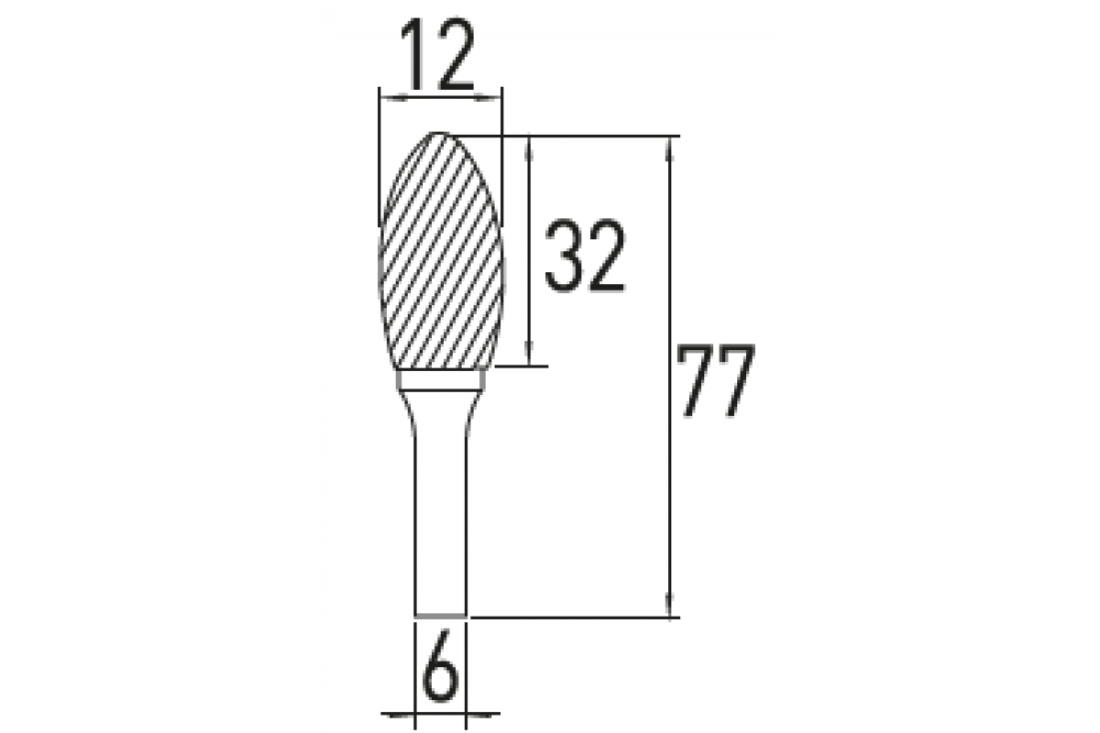 HOEGERT Борфреза для газополуменевого фрезерування, тип Н, 12x32 (HT6D598)