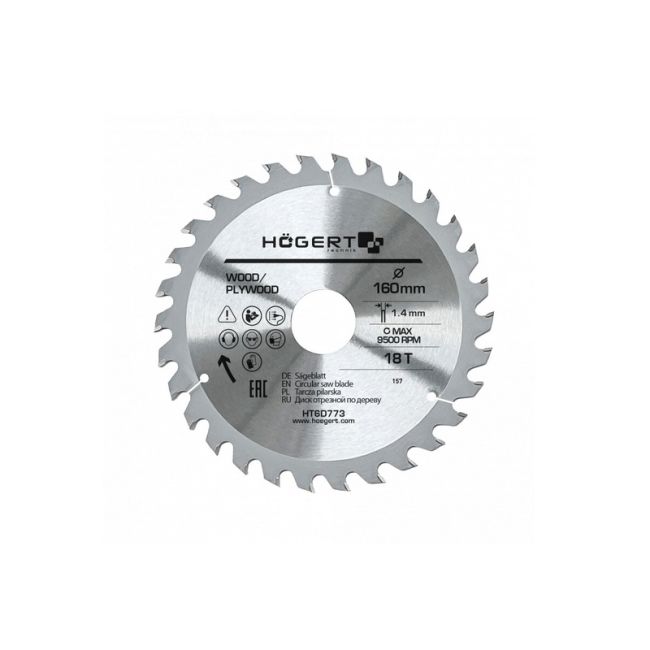 HOEGERT Диск пильний по дереву 160x18Tx30 Mn65 (HT6D773)