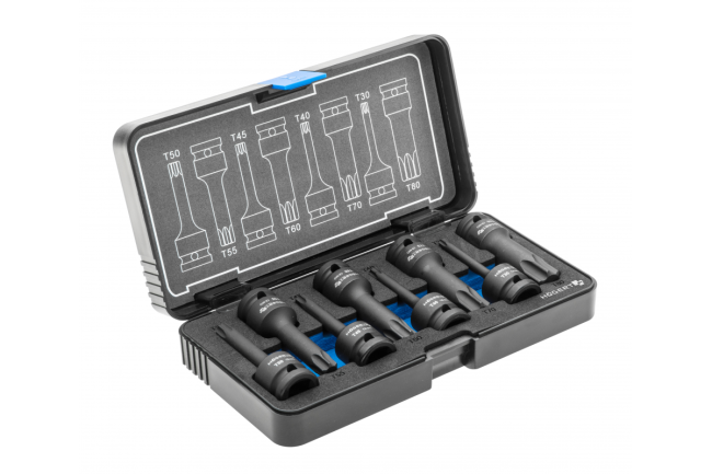 HOEGERT Набір торцевих ударних головок Torx, 8 шт., 1/2 ", CrMo (HT6R002)
