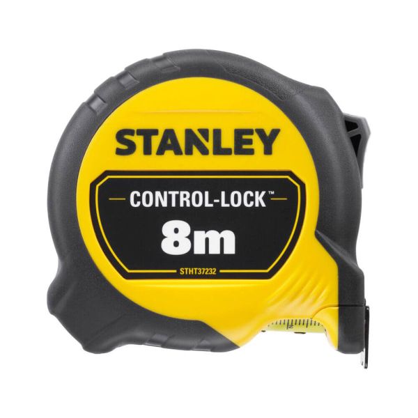 Рулетка вимірювальна CONTROL-LOCK довжиною 8 м, шириною 25 мм, в обгумованому корпусі, з подвійною шкалою STANLEY STHT37232-0