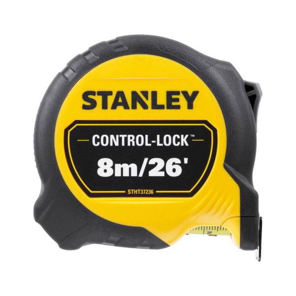 Рулетка вимірювальна CONTROL-LOCK довжиною 8 м/26, шириною 25 мм, в обгумованому корпусі, з подвійною шкалою STANLEY STHT37236-5