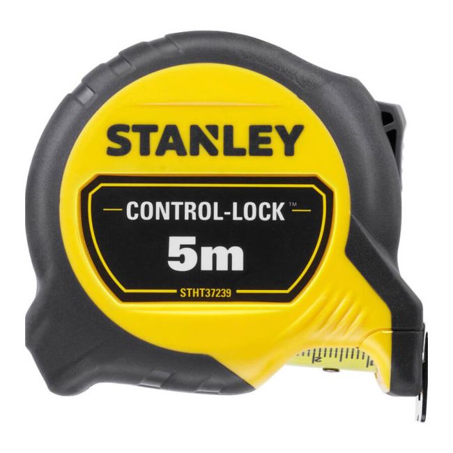 Рулетка вимірювальна CONTROL-LOCK довжиною 5 м, шириною 25 мм, в обгумованому корпусі, з подвійною шкалою STANLEY STHT37239-3
