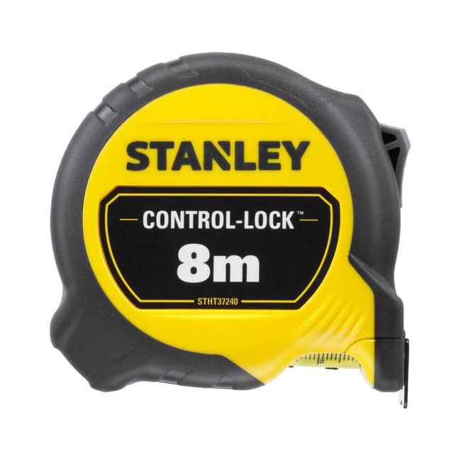 Рулетка вимірювальна CONTROL-LOCK довжиною 8 м, шириною 25 мм, в обгумованому корпусі, з подвійною шкалою STANLEY STHT37240-3
